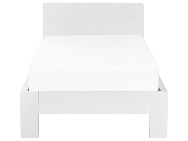 Sängram Vit Tall Trä Enkel Storlek 90 x 200 cm Spjälgavel Minimalist