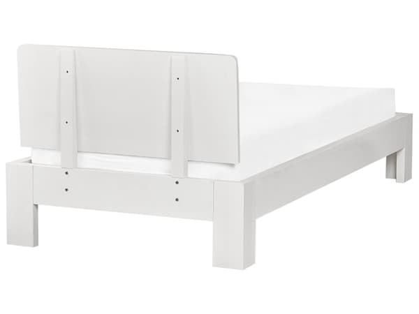 Sängram Vit Tall Trä Enkel Storlek 90 x 200 cm Spjälgavel Minimalist