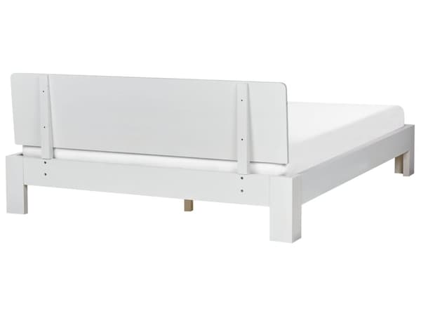Sängram Vit Tall Trä Dubbel Storlek 160 x 200 cm Spjälgavel Minimalist