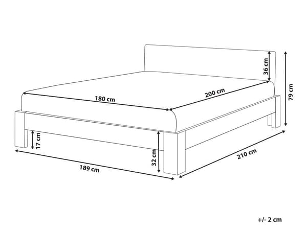 Seng Hvid Træ 180 x 200 cm Moderne Dobbeltseng med Sengegavl To Mands Lav Sengeramme Minimalistisk Design Træseng
