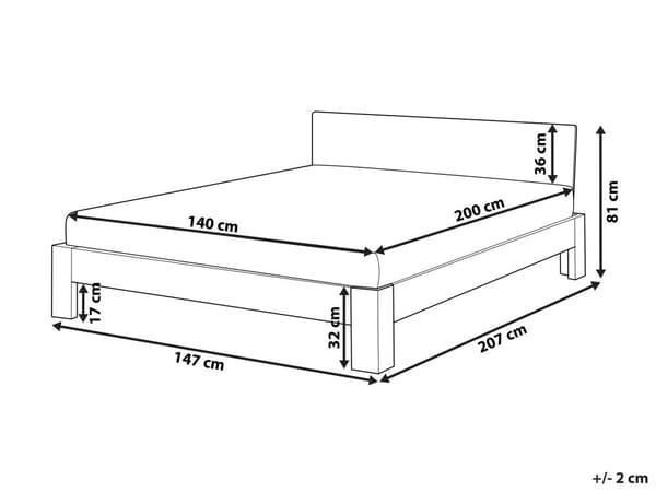 Seng Hvid Træ 140 x 200 cm Klassisk Trekvart Seng med Sengegavl Halvandenmandsseng Lav Sengeramme Minimalistisk Design Træseng