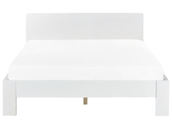 Seng Hvid Træ 140 x 200 cm Klassisk Trekvart Seng med Sengegavl Halvandenmandsseng Lav Sengeramme Minimalistisk Design Træseng