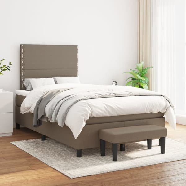 vidaXL kontinentalseng med madras 120x190 cm stof gråbrun