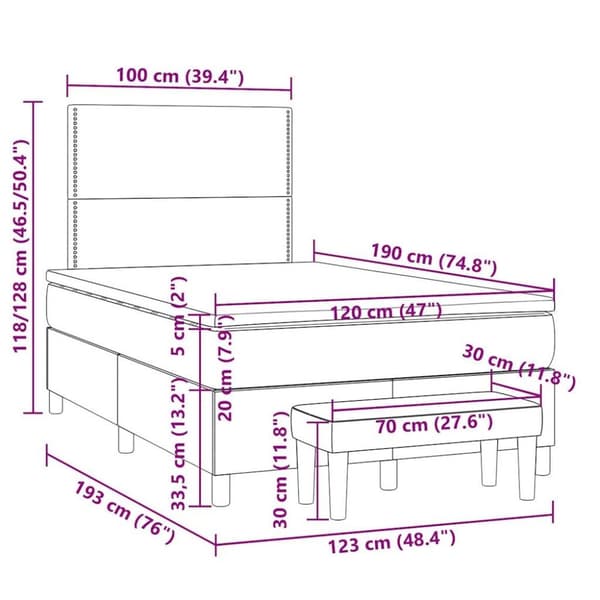 vidaXL kontinentalseng med madras 120x190 cm stof gråbrun