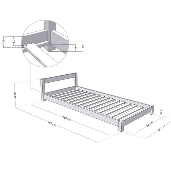Ljust trä säng - Benlemi - DRÖMMANDE - Vit - 120x180cm - 1 plats
