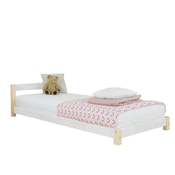 Lätt enkel säng i trä - Benlemi - DRÖMMANDE - Vit - 90x200cm - 1 plats - Lätt montering