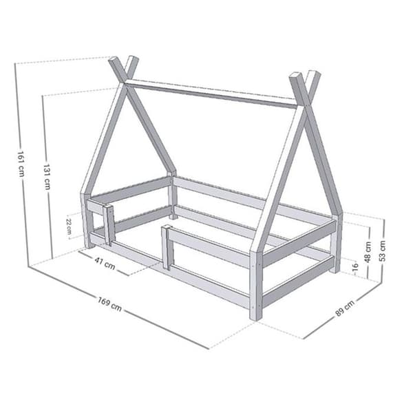 Säng i trä - Benlemi - NAKANA - Tipi - 80x160cm - Beige - 1 plats