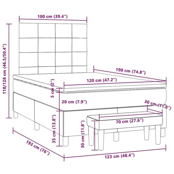 vidaXL kontinentalseng med madras 120x190 cm stof gråbrun