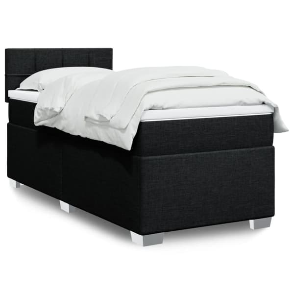 vidaXL kontinentalseng med madras 90x200 cm stof sort