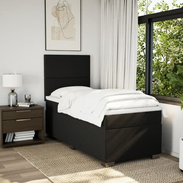 vidaXL kontinentalseng med madras 90x200 cm stof sort