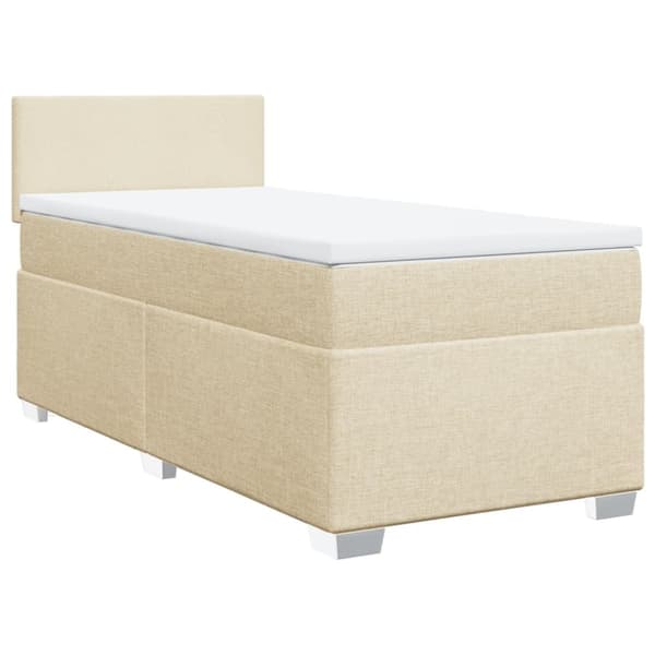 vidaXL Ramsäng med madrass gräddvit 90x190 cm tyg