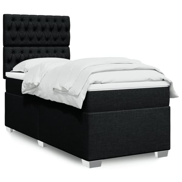 vidaXL kontinentalseng med madras 90x200 cm stof sort