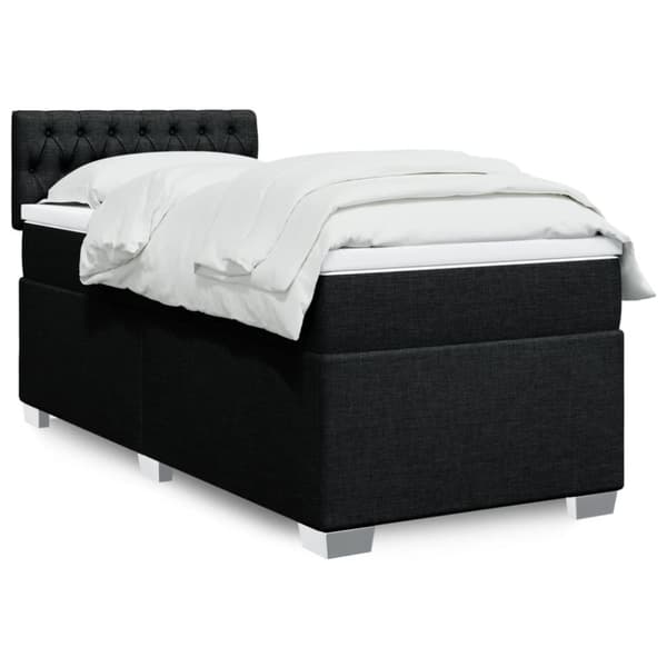 vidaXL kontinentalseng med madras 100x200 cm stof sort