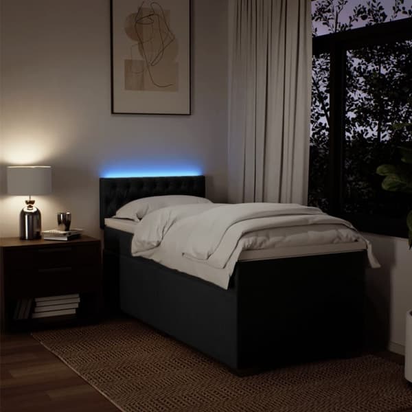 vidaXL kontinentalseng med madras 90x190 cm stof sort
