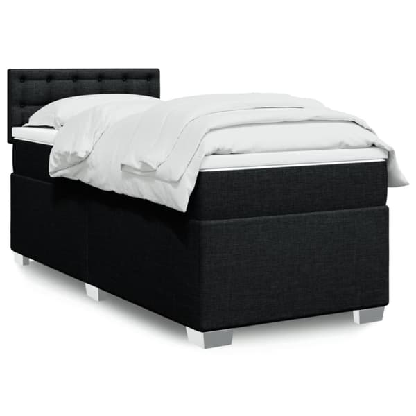 vidaXL kontinentalseng med madras 90x190 cm stof sort