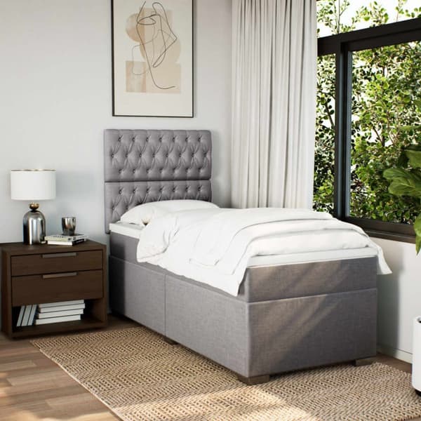 vidaXL Ramsäng med madrass taupe 80x200 cm tyg