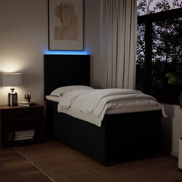 vidaXL kontinentalseng med madras 90x190 cm stof sort