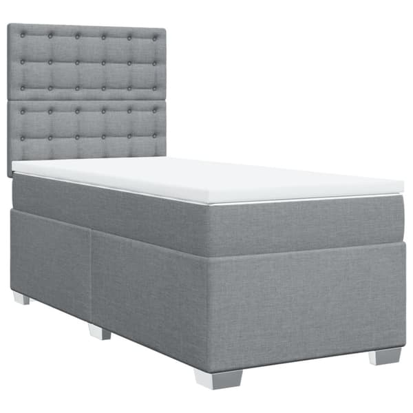 vidaXL Ramsäng med madrass ljusgrå 90x190 cm tyg