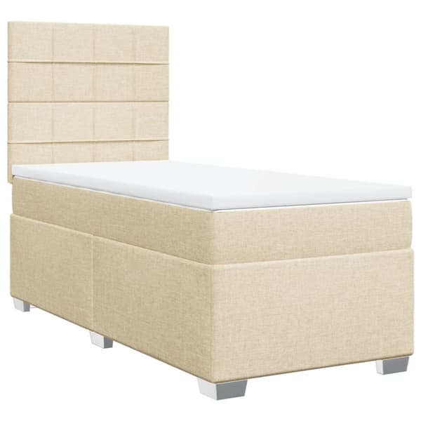 vidaXL kontinentalseng med madras 90x200 cm stof cremefarvet