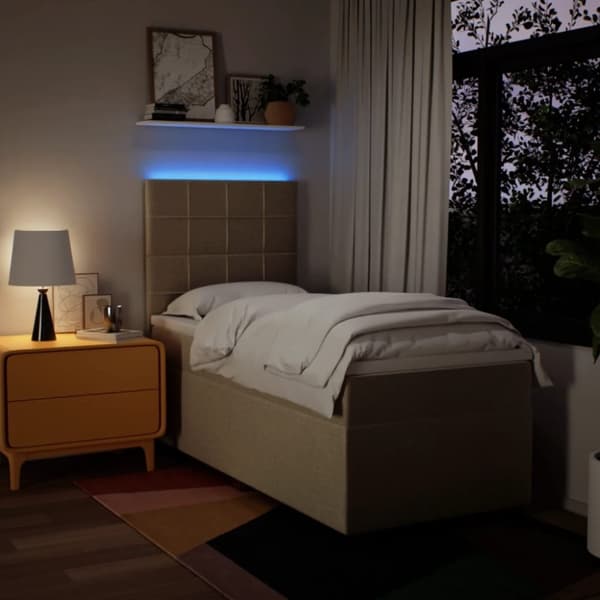 vidaXL kontinentalseng med madras 90x200 cm stof cremefarvet