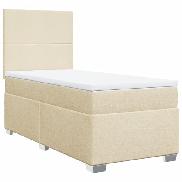 vidaXL kontinentalseng med madras 90x190 cm stof cremefarvet