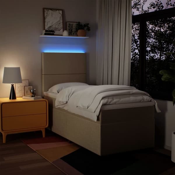 vidaXL kontinentalseng med madras 90x190 cm stof cremefarvet