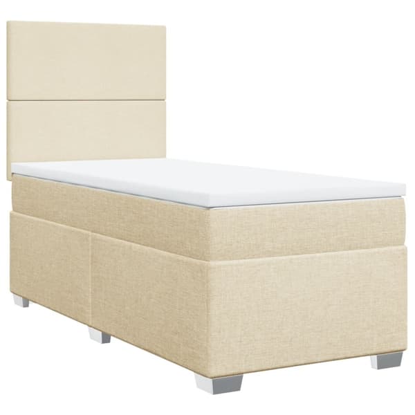 vidaXL kontinentalseng med madras 90x200 cm stof cremefarvet