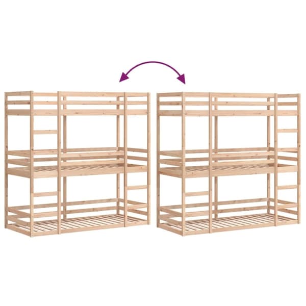 vidaXL Trippel køyeseng 75x190 cm heltre furu