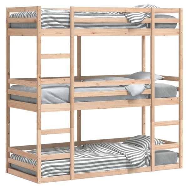 vidaXL Trippel køyeseng 75x190 cm heltre furu
