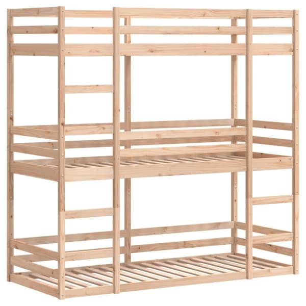 vidaXL tredobbelt køjeseng 90x190 cm massivt fyrretræ