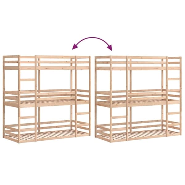 vidaXL tredobbelt køjeseng 90x190 cm massivt fyrretræ