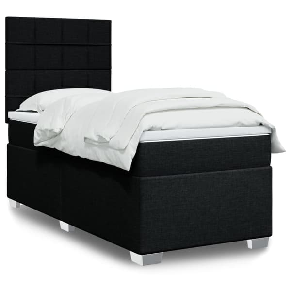 vidaXL kontinentalseng med madras 80x200 cm stof sort