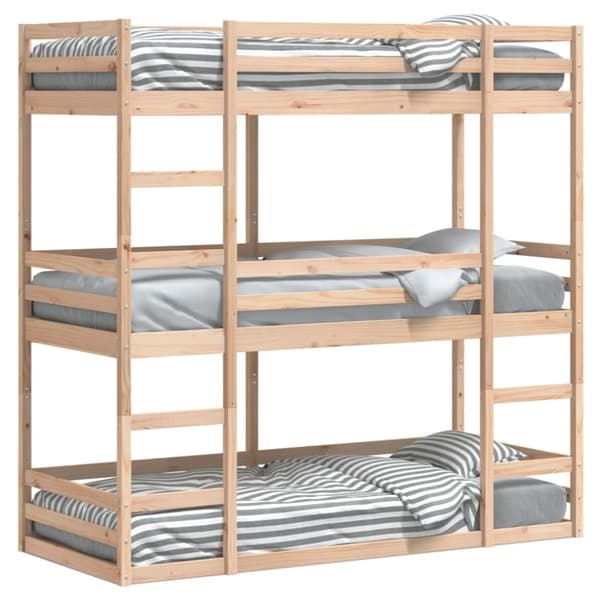 vidaXL Våningssäng 3 våningar 90x190 cm massiv furu