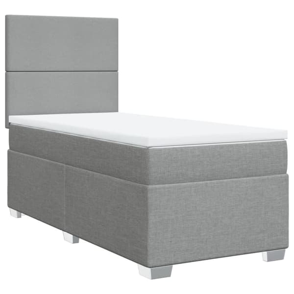 vidaXL Ramsäng med madrass ljusgrå 90x190 cm tyg