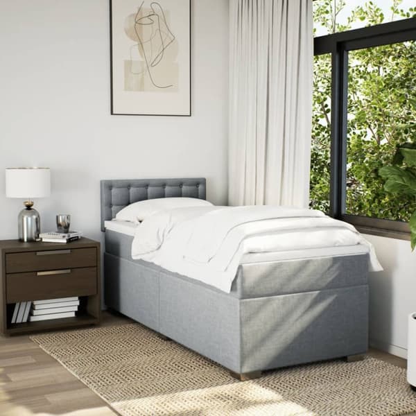vidaXL Ramsäng med madrass ljusgrå 100x200 cm tyg