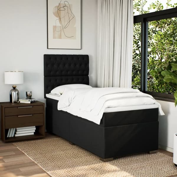 vidaXL kontinentalseng med madras 90x190 cm stof sort