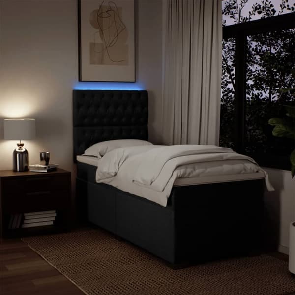 vidaXL kontinentalseng med madras 90x190 cm stof sort