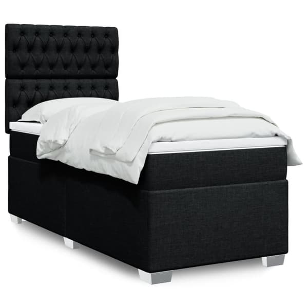 vidaXL kontinentalseng med madras 90x190 cm stof sort