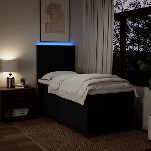 vidaXL kontinentalseng med madras 100x200 cm stof sort