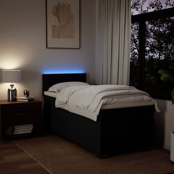 vidaXL kontinentalseng med madras 90x190 cm stof sort