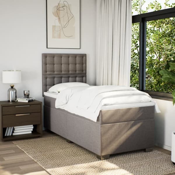 vidaXL Ramsäng med madrass taupe 80x200 cm tyg