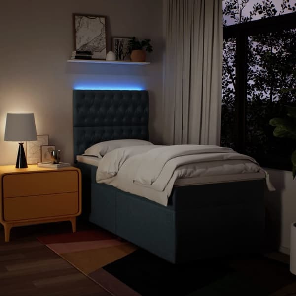 vidaXL kontinentalseng med madras 90x200 cm stof blå