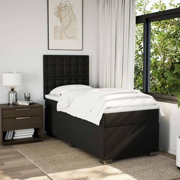 vidaXL kontinentalseng med madras 90x190 cm stof sort