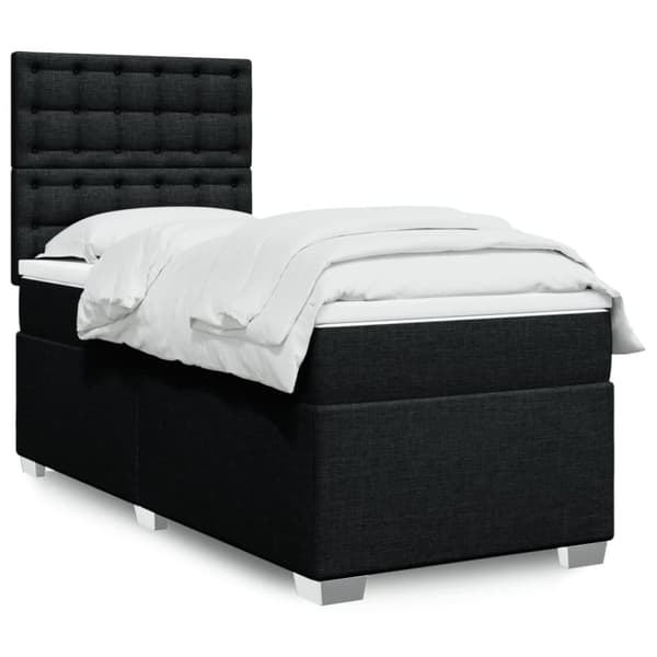 vidaXL kontinentalseng med madras 80x200 cm stof sort