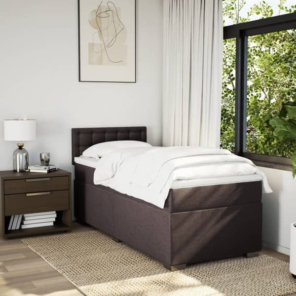 vidaXL kontinentalseng med madras 100x200 cm stof mørkebrun