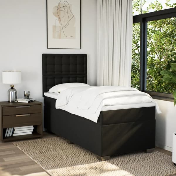 vidaXL kontinentalseng med madras 90x190 cm stof sort