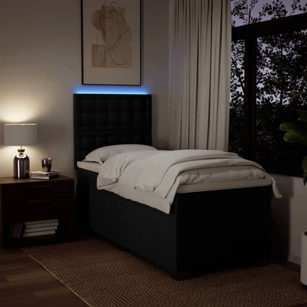 vidaXL kontinentalseng med madras 90x190 cm stof sort