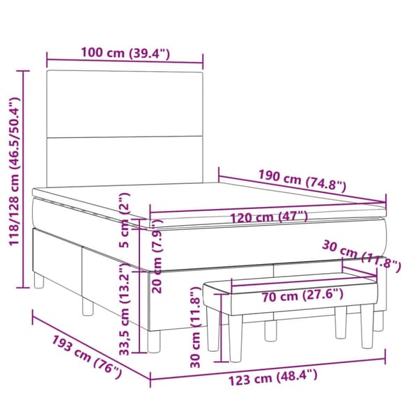 vidaXL kontinentalseng med madras 120x190 cm stof gråbrun