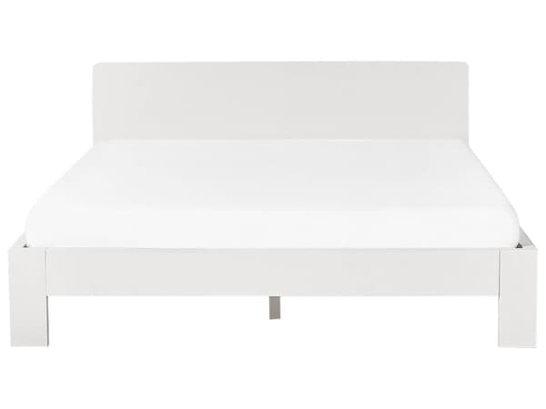 Sengeramme Hvit Furu 160 x 200 cm Spaltegavl Lav Sengeramme Minimalistisk Design Tre Seng