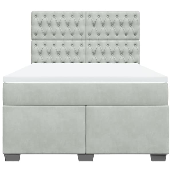 vidaXL Ramsäng med madrass ljusgrå 140x190 cm sammet